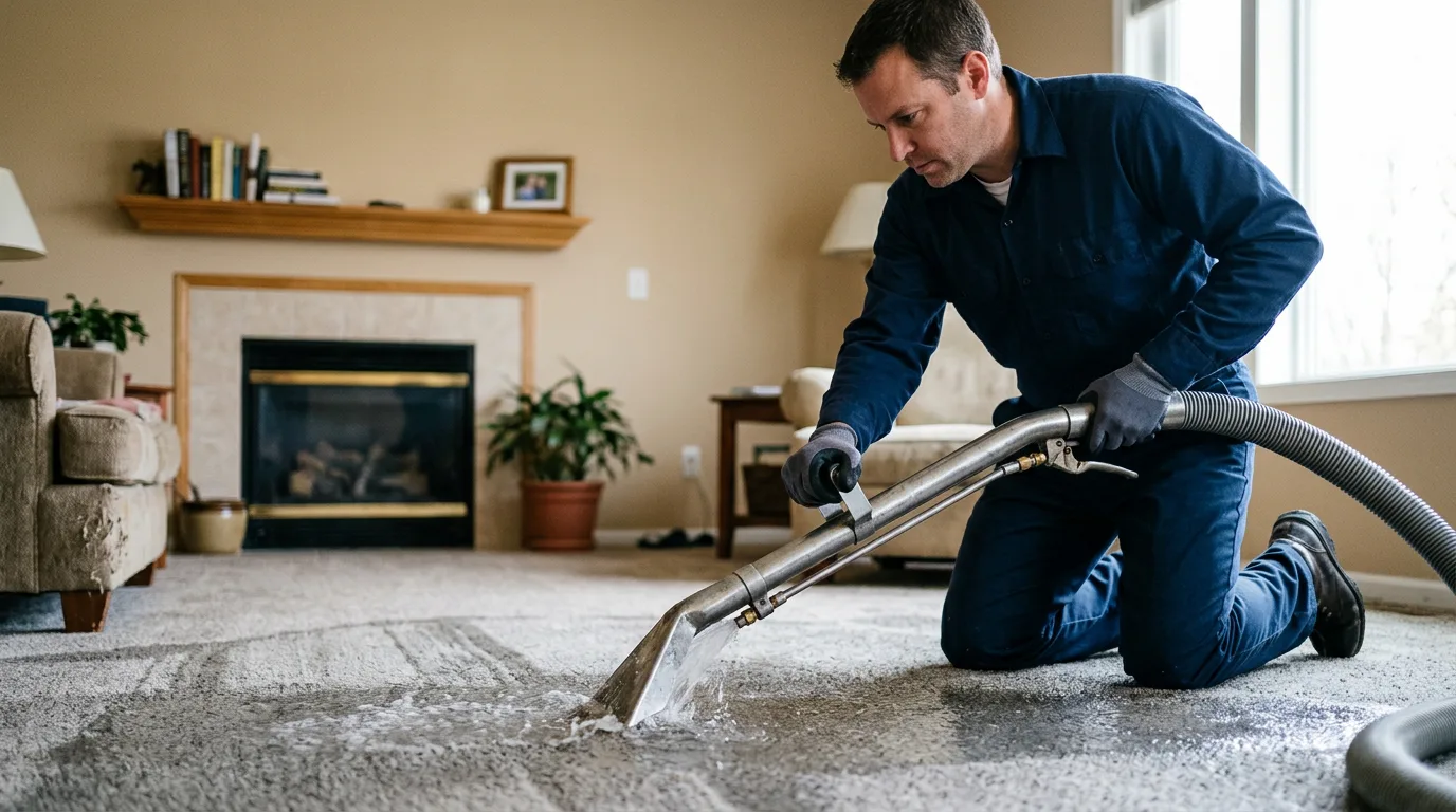 Water damage restoration technician working near Newport, TN